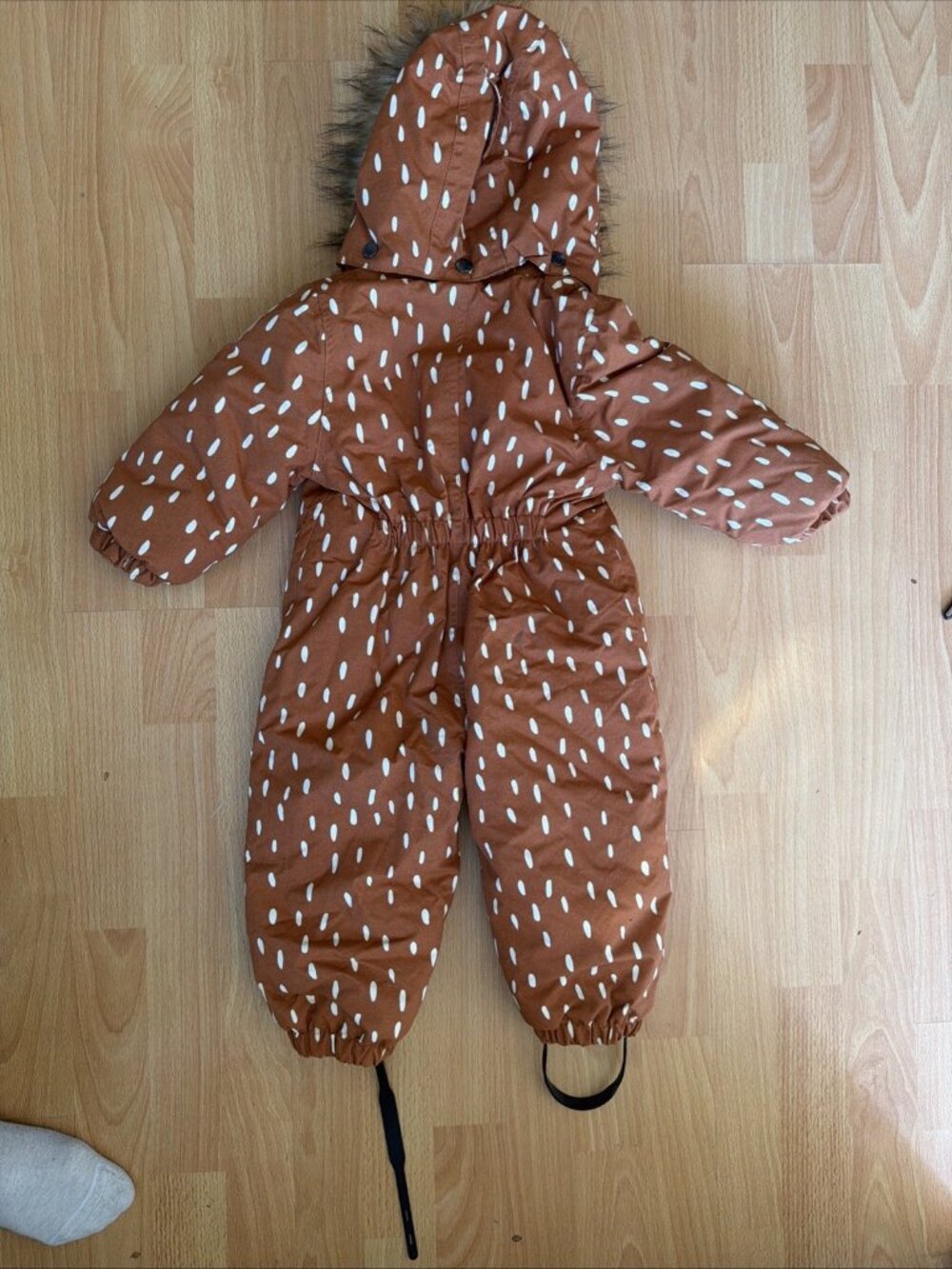 Kids Snow Suit 12M KULING 80cm Boys Girls Burnt Orange Zip Up Fur Hoodie - Picture 10 of 12